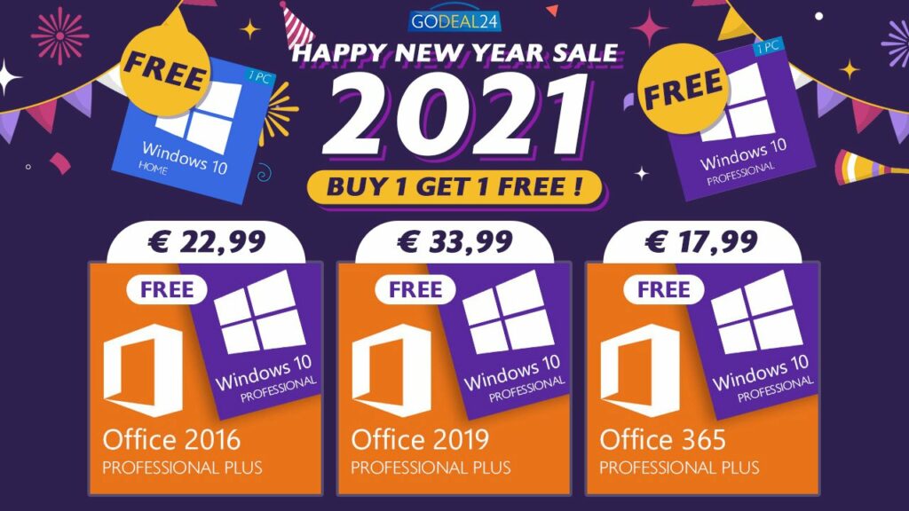 GoDeal24 celebra el nuevo año: compra Office a 17,69 euros y obtén Windows 10 gratis