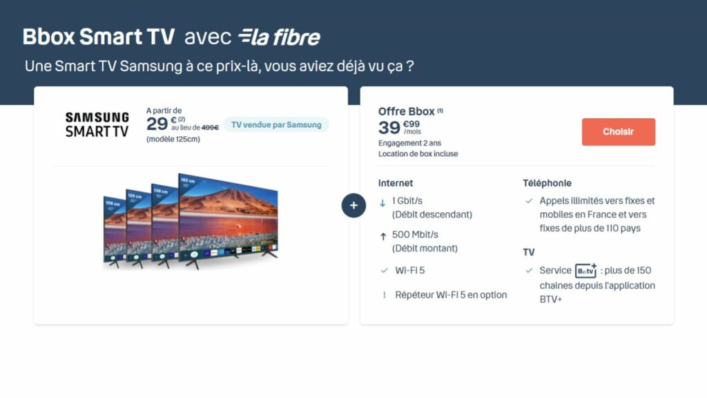 Este Smart TV Samsung 4K de 50 pulgadas solo cuesta 29 euros con fibra Bouygues Telecom