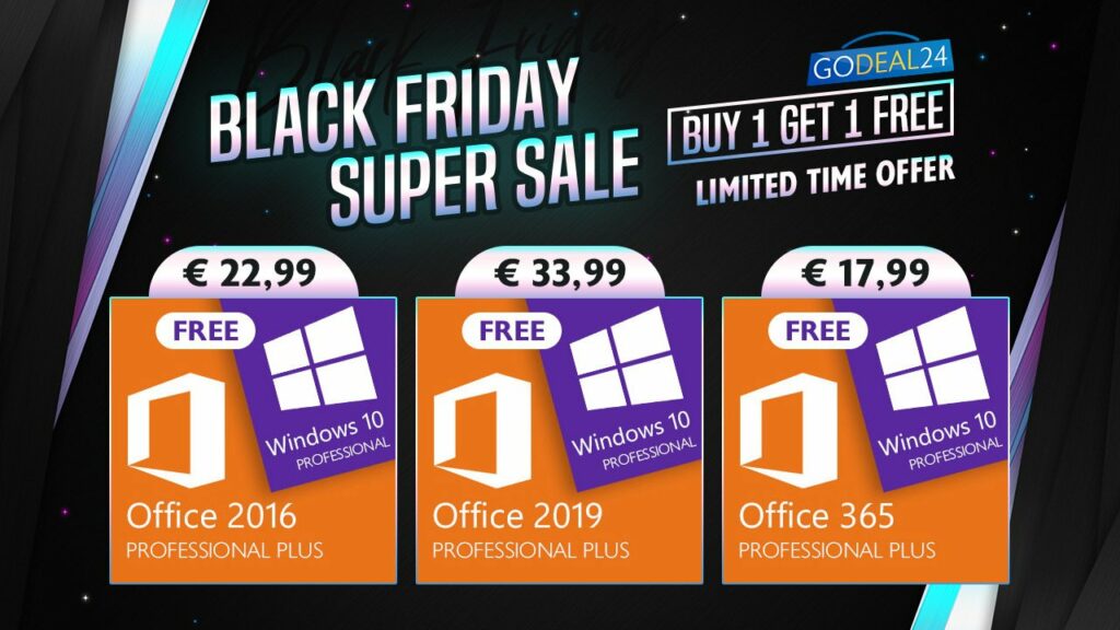 Black Friday GoDeal24: Compre Microsoft Office, obtenga Windows 10 gratis
