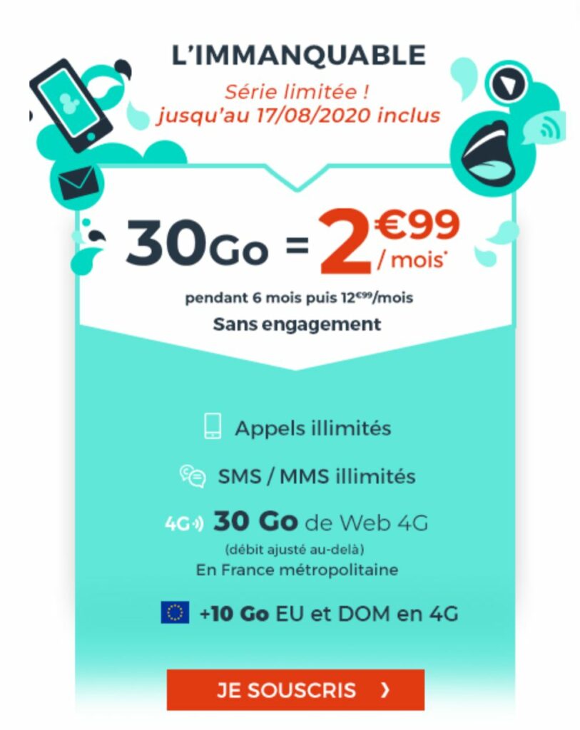 [Bon Plan] Cdiscount Mobile: plan móvil a 2,99 euros al mes con 30 GB de datos + 10 GB de roaming.