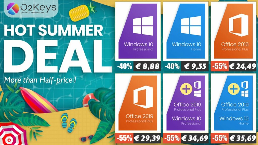 Microsoft Office al - ¡55%!  Office 2019 29,39 €, Windows 10 a 8,88 €