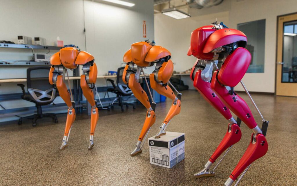 Le robot bipède Cassie a appris à marcher tout seul grâce à deux environnements virtuels. © Agility Robotics