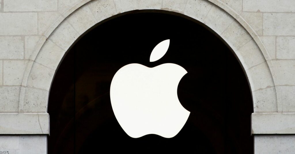 Apple logo is seen on the Apple store at The Marche Saint Germain in Paris, France July 15, 2020.  REUTERS/Gonzalo Fuentes