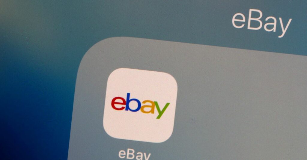 The eBay logo is pictured on a phone screen in this photo illustration July 23, 2019. REUTERS/Brendan McDermid/Illustration