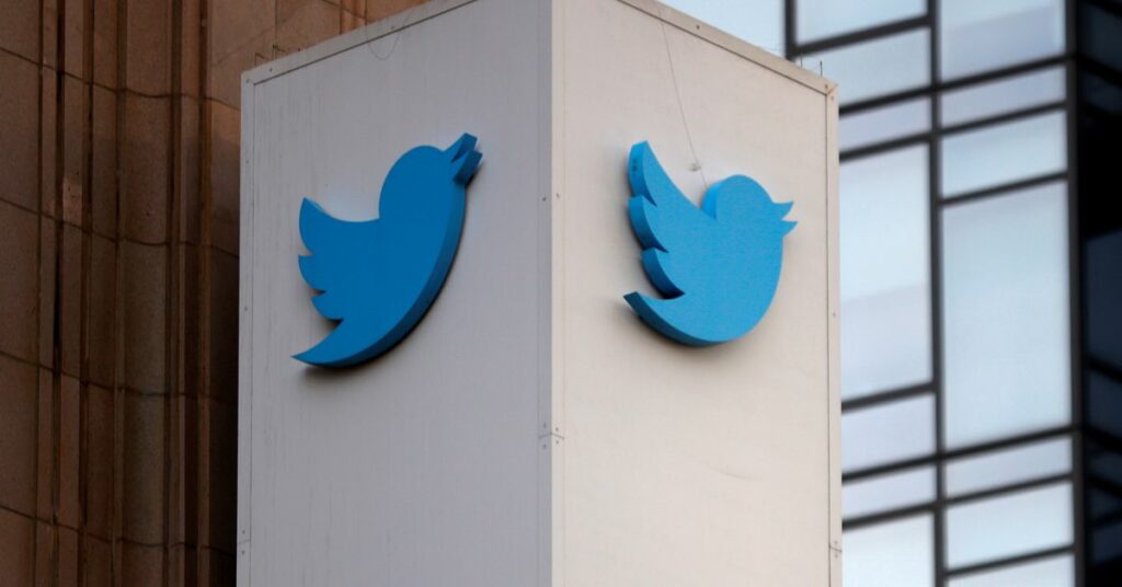 A Twitter logo is seen outside the company headquarters in San Francisco, California, U.S., January 11, 2021. REUTERS/Stephen Lam