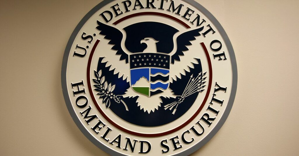 U.S. Department of Homeland Security emblem is pictured at the National Cybersecurity & Communications Integration Center (NCCIC) located just outside Washington in Arlington, Virginia September 24, 2010.      REUTERS/Hyungwon Kang