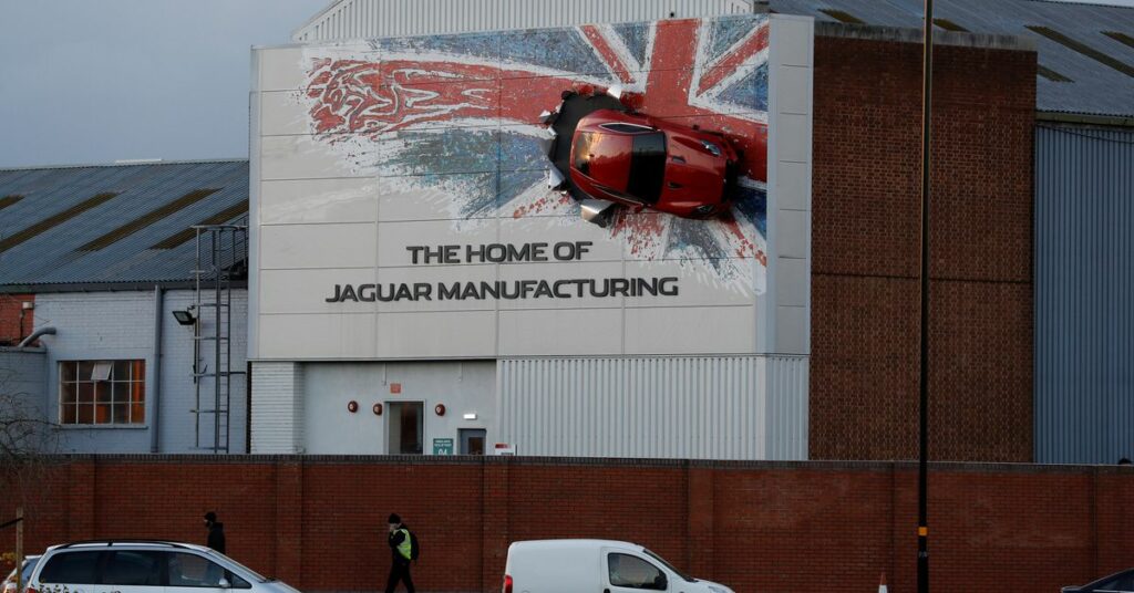 Workers arrive at Jaguar Land Rover