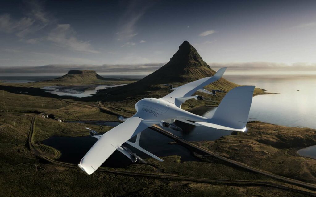 Le drone Wingcopter 198 pourrait servir à réaliser des livraisons dans des zones difficiles d’accès. © Wingcopter