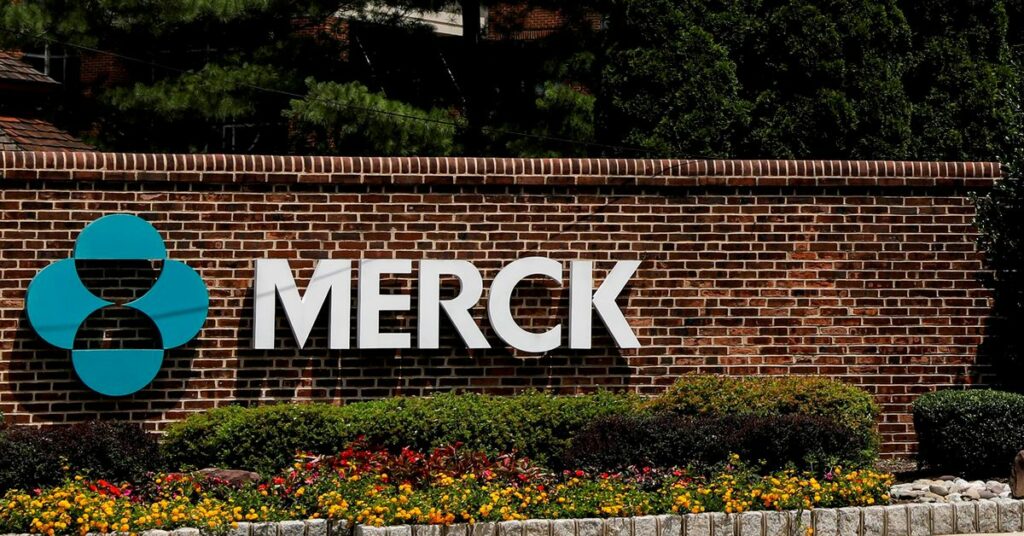 FILE PHOTO: The Merck logo is seen at a gate to the Merck & Co campus in Rahway, New Jersey, U.S., July 12, 2018. REUTERS/Brendan McDermid/File Photo/File Photo/File Photo