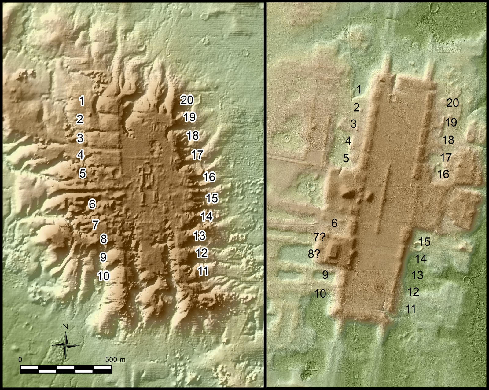 Díptico de dos mapas Lidar