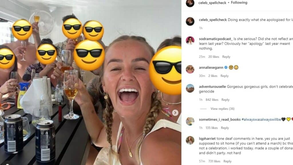 La estrella de Bachelorette Elly Miles criticada por la foto del Día de Australia