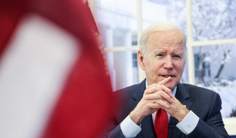 U.S. President Joe Biden speaks during a meeting with members of the White House COVID-19 Response Team on the latest developments related to the Omicron variant of the coronavirus in the South Court Auditorium at the White House complex in Washington, U.S., January 4, 2022. REUTERS/Evelyn Hockstein