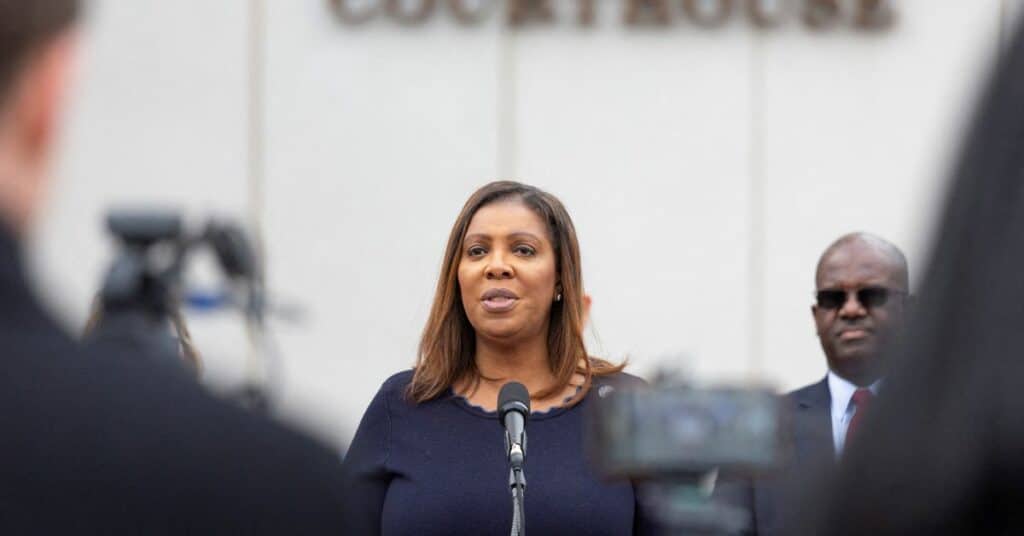 New York State Attorney General Letitia James speaks during a