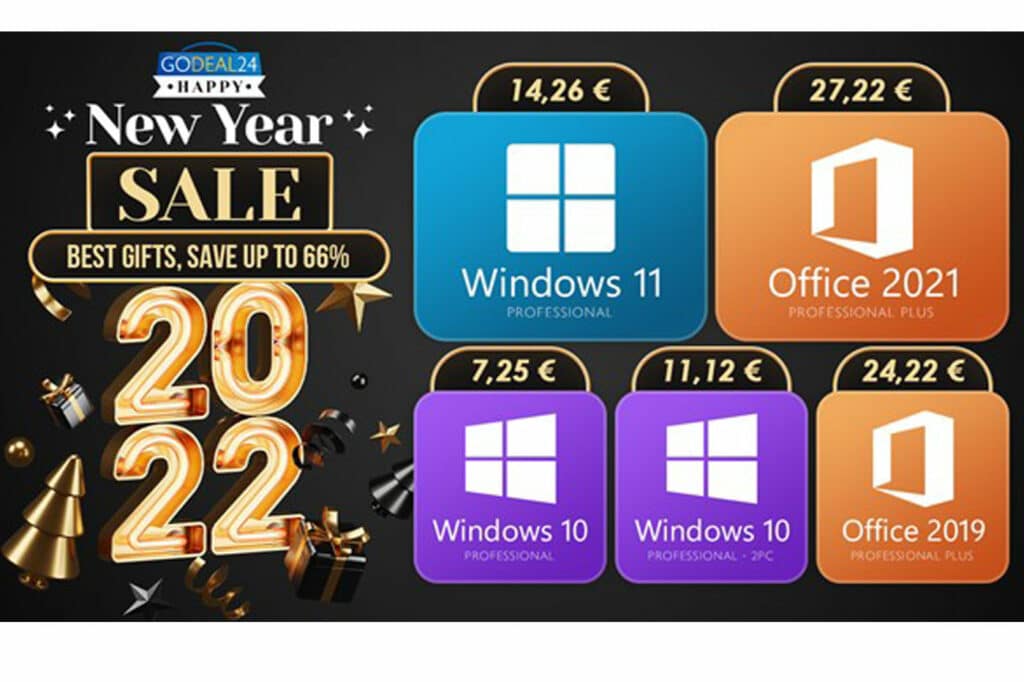 Para celebrar 2022, GoDeal24 recorta los precios de sus licencias (Windows 11, Office 2021)