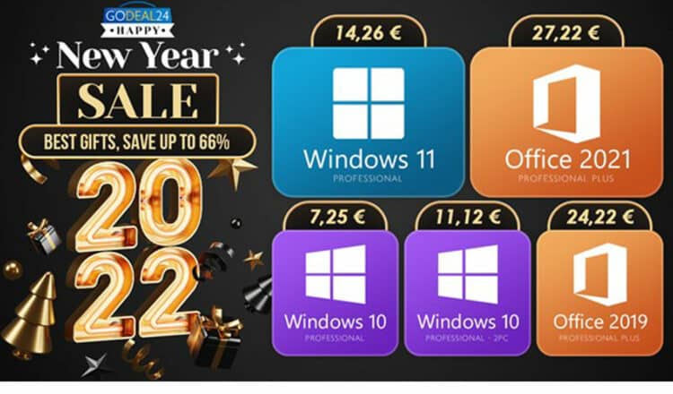 Para celebrar 2022, GoDeal24 recorta los precios de sus licencias (Windows 11, Office 2021)