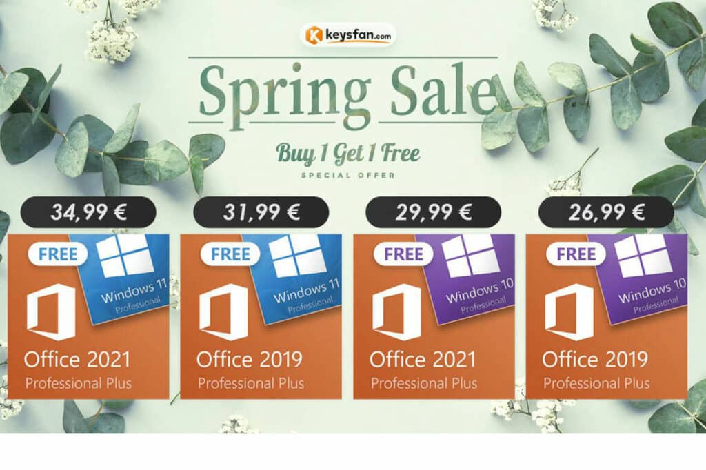 Ventas de primavera: ¡Windows se ofrece en Keysfan por la compra de MS Office!