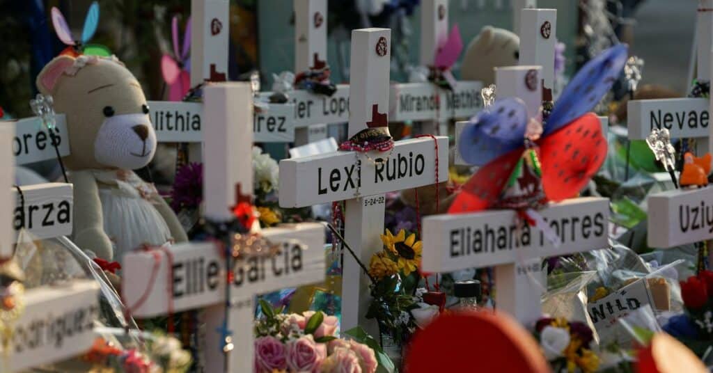 Robb Elementary School after a mass shooting in Uvalde, Texas