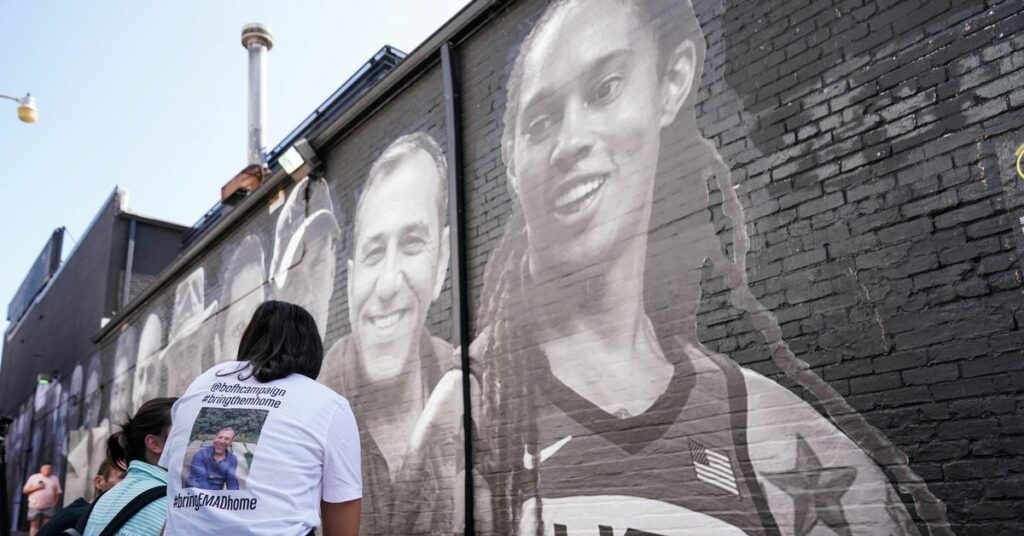 Brittney Griner and other hostages mural in Washington