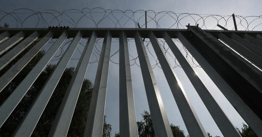 View of the wall erected to prevent migrant crossing on Polish-Belarusian border