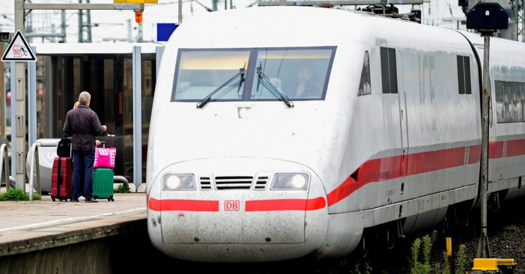 Logo of German railway Deutsche Bahn at Cologne-Bonn Airport