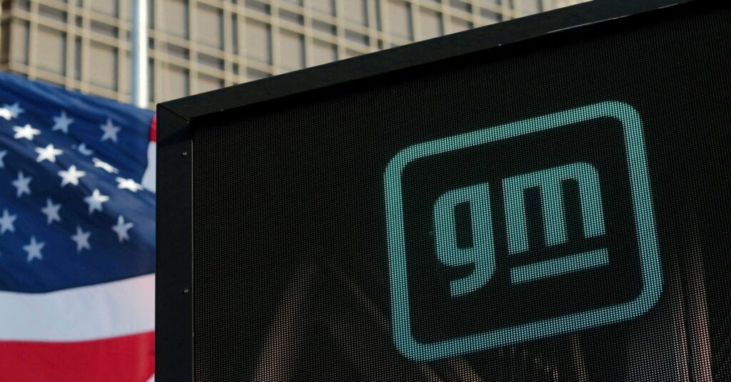 The GM logo is seen at the General Motors Assembly Plant in Ramos Arispe