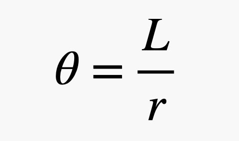 theta es igual a L sobre r