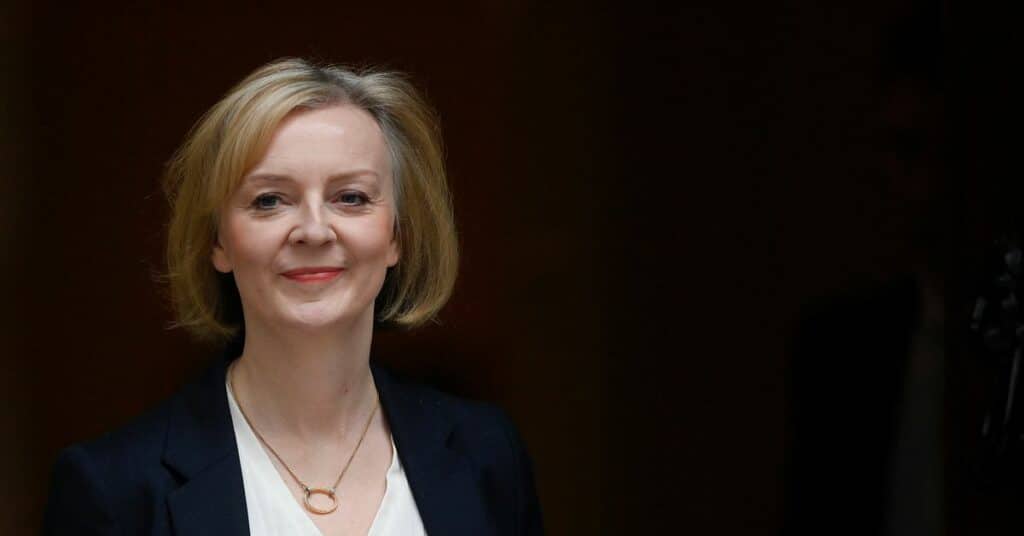 British Prime Minister Liz Truss leaves Number 10 Downing Street for the Houses of Parliament, in London