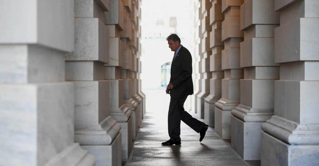 Sen. Joe Manchin (D-WV) leaves the U.S. Capitol in Washington