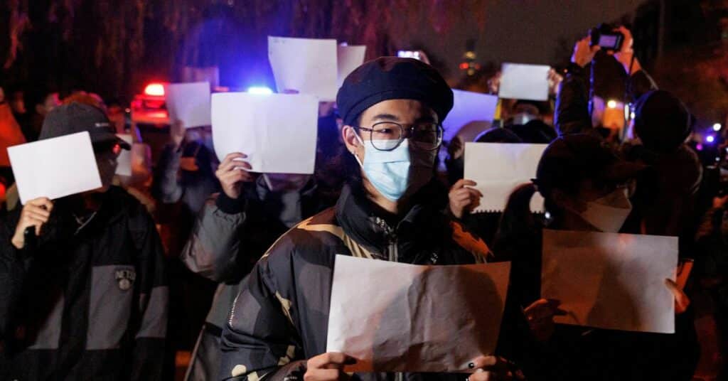 Vigil commemorating victims of a fire in Urumqi, in Beijing