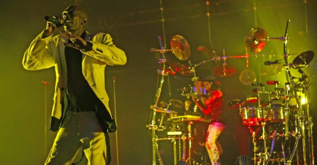 Singer Maxi Jazz of Faithless performs on stage in Beirut