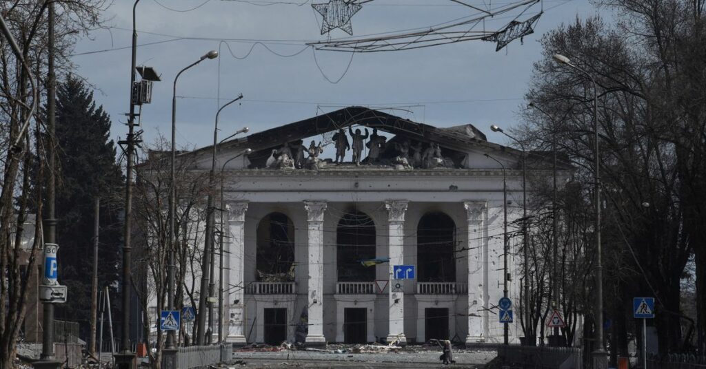 A view shows the destroyed theatre in Mariupol