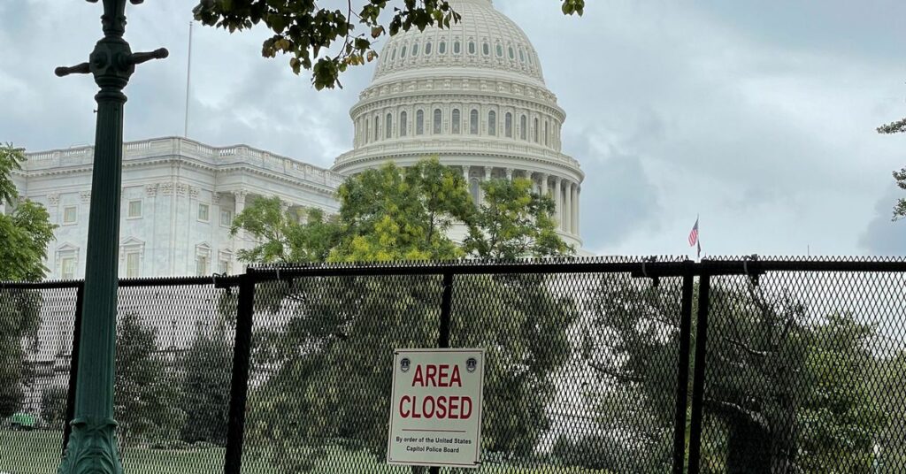 Security fencing is seen near the U.S. Capitol ahead of rally in support of the Jan. 6 defendants in Washington