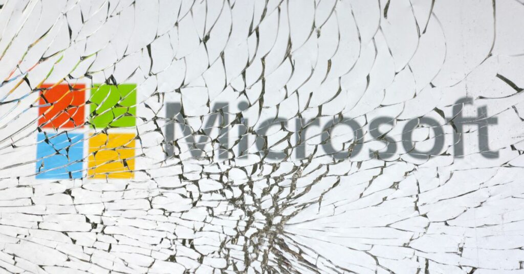 Illustration shows Microsoft logo