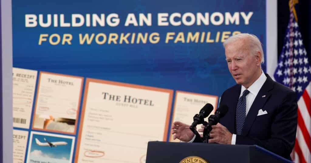 U.S. President Joe Biden delivers remarks on the U.S. economy, in Washington
