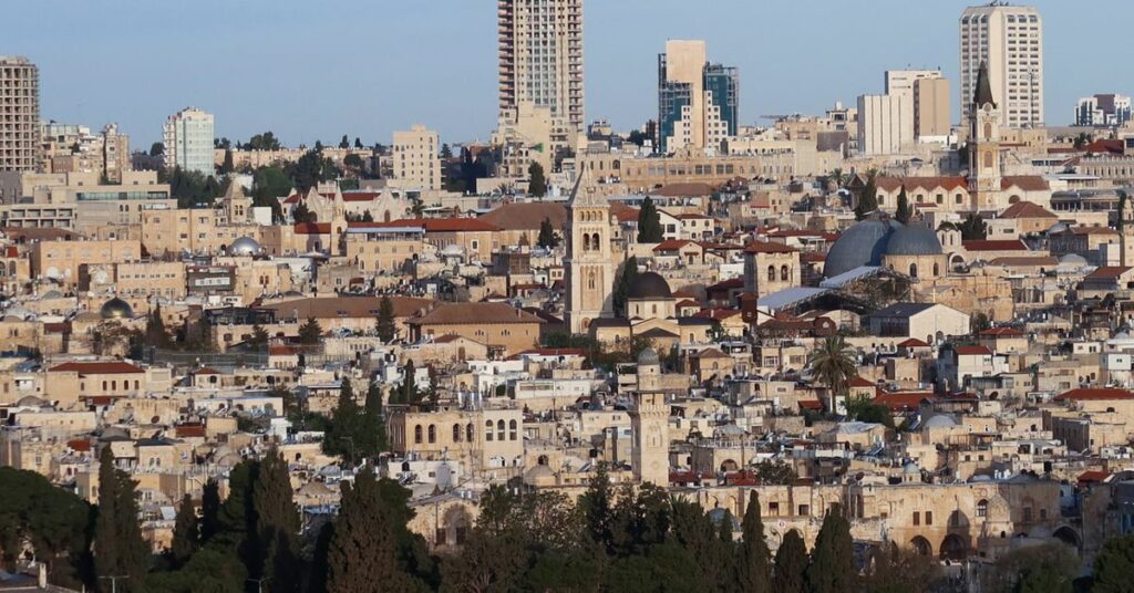 A view from the Mount of Olives shows the Church of the Holy Sepulchre in Jerusalem's Old City