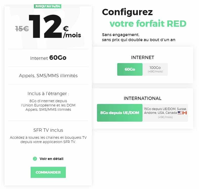 [Bon plan] ¡Paquete RED by SFR 60 GB + opción SFR TV por 12 euros al mes de por vida!