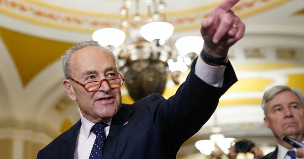 Schumer speaks to reporters at the U.S. Capitol in Washington